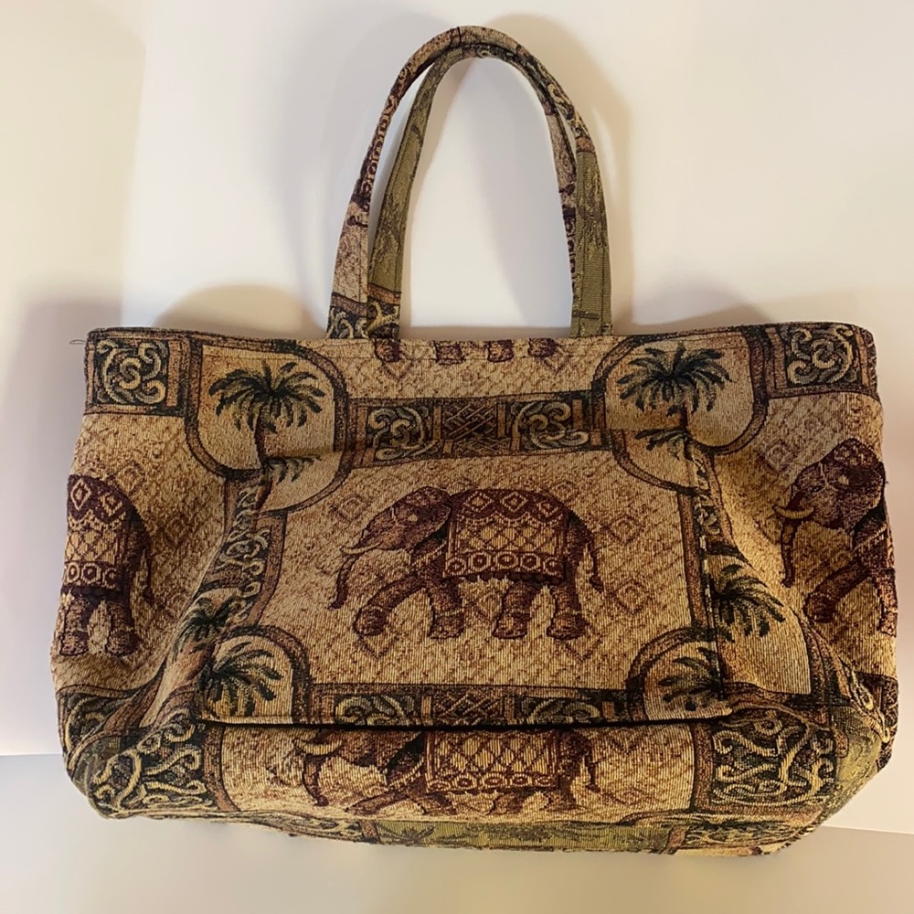 Tapestry Bag w/elephant & PalmTree design by Bettz Designs ~ Made in the U.S.A.